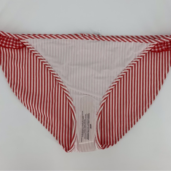 Aerie NWOT Red and White Gingham Striped Ruffle Detail Bikini Bottom, Large - Picture 13 of 16